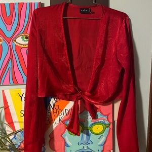 Red silk top